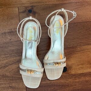 Lilly Pulitzer Gold and Cream Strappy Heels